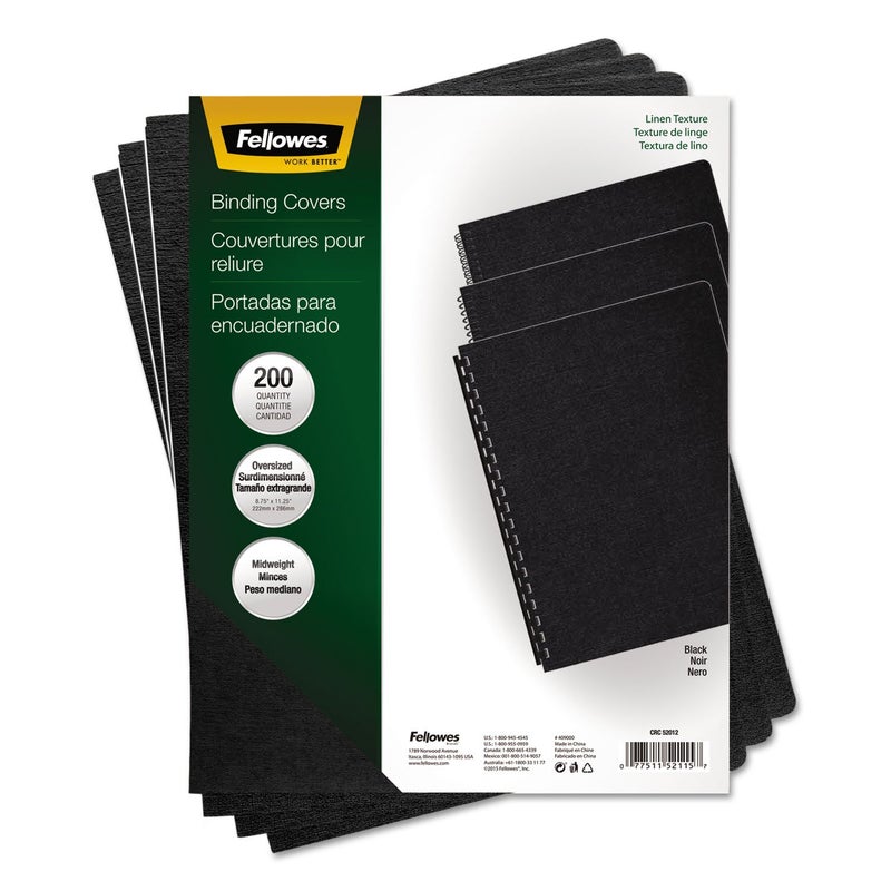 Fellowes أغطية عرض بت texture الكتان من فيلويس، 8 3/4 بوصة × 11 1/4 بوصة، 200 في العبوة، أسود (52115) - Image 4